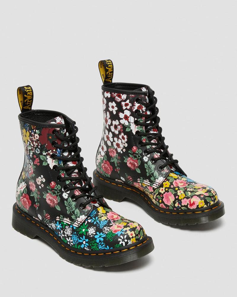 Dr Martens 1460 Pascal Floral Mash Up Læder Snørestøvler Dame Hvide | DK 186OKI